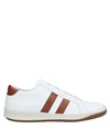 Eleventy Two-stripe Leather Sneakers In White