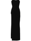 Monot High-slit Strapless Tube Gown In Black