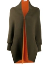 Philo-sofie Knitted Color-block Open Coat In Green