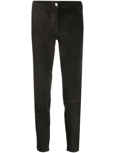 Arma Skinny Leather Trousers In Grey