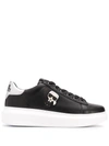 Karl Lagerfeld Kapri Ikonik Leather Sneakers In Black