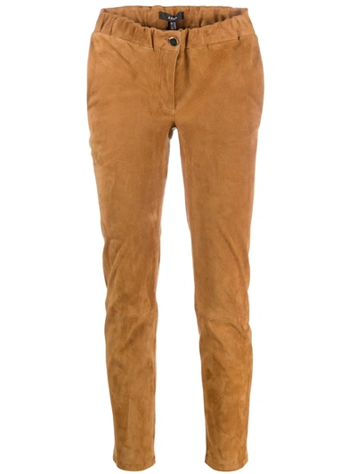 Arma Slim-fit Suede Trousers In Brown