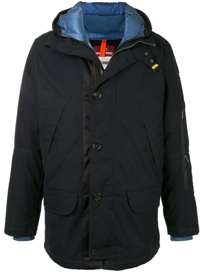 Parajumpers Button-up Hooded Jacket In Blue