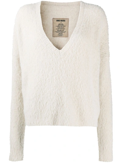 Uma Wang Textured Knit V-neck Jumper In Neutrals