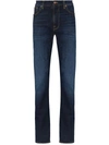 Nudie Jeans Lean Dean Dark Deep Worn Slim Tapered Jeans In Blue