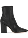 Loeffler Randall Pointed-toe Leather Ankle Boots In Black