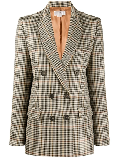 Victoria Victoria Beckham Double-breasted Checked Wool-blend Blazer In Cream Check Naturale