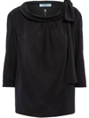 Prada Bow-detail Half-sleeve Blouse In Black