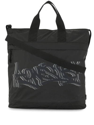 Agnès B. Graffiti-print Tote Bag In Black