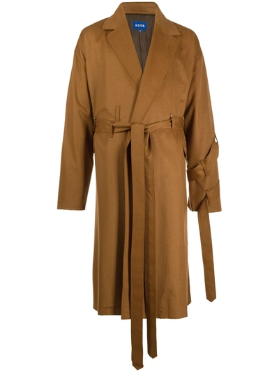 Ader Error Oversized Tie-waist Coat In Brown