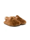 Pèpè Shearling Open Heel Sneakers In Brown