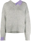 HELMUT LANG GREY V-NECK JUMPER