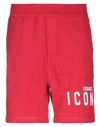 DSQUARED2 DSQUARED2 MAN SHORTS & BERMUDA SHORTS RED SIZE XL COTTON, ELASTANE