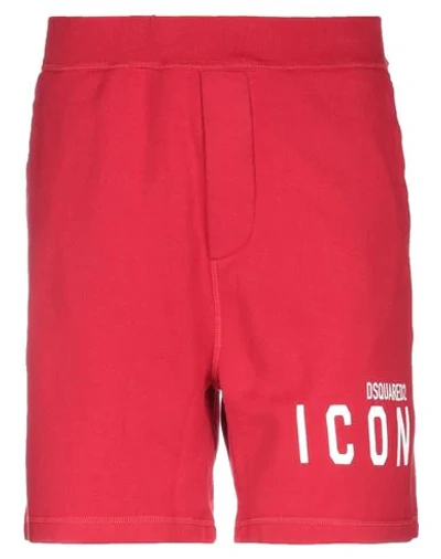 DSQUARED2 DSQUARED2 MAN SHORTS & BERMUDA SHORTS RED SIZE XXL COTTON, ELASTANE