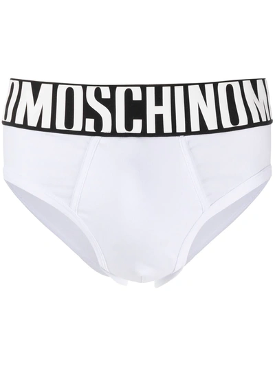 Moschino Logo裤腰三角裤 In White