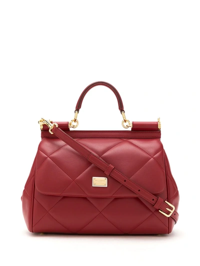 Dolce & Gabbana Sicily Quilted Shoulder Bag In Red