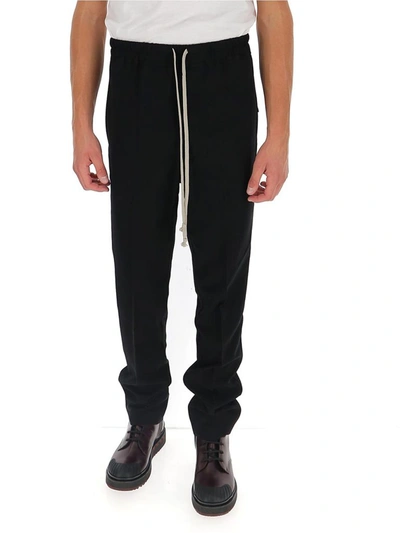 Rick Owens Black Paper Finish Drawstring Astaires Trousers