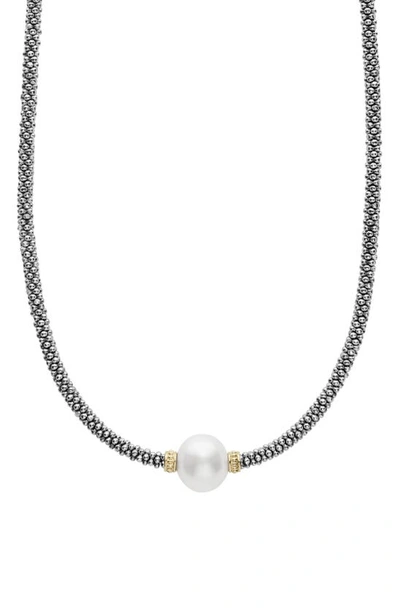 Lagos Luna Pearl Station Collar Necklace In Silver/pearl