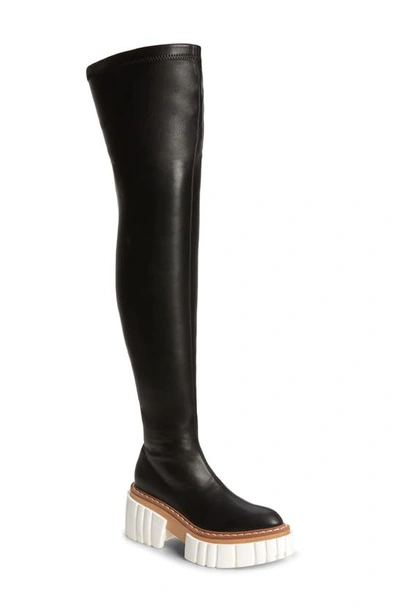 Stella Mccartney Emilie Vegetarian Leather Platform Over-the-knee Boots In Black