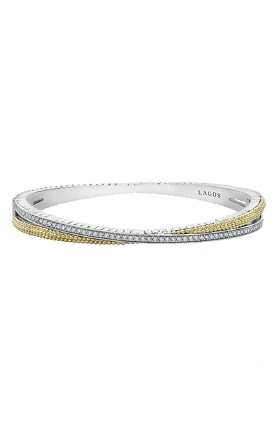 Lagos Caviar Lux Diamond Bangle In Silver/diamond