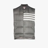 Thom Browne Grey 4-bar Stripe Padded Gilet In Grey