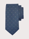 Ferragamo Stripe Gancini Silk Tie In Blue
