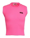 Gcds Logo-patch Ribbed Tank Top In Pink