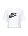 Nike Logo Cotton Crop T-shirt In White/black