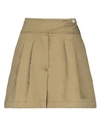 8pm Woman Shorts & Bermuda Shorts Military Green Size L Viscose, Linen In Green