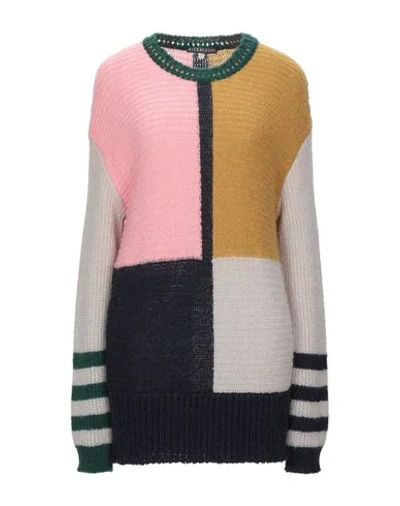 Alexa Chung Ribbed Color-block Mohair-blend Sweater In Pink