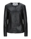 Sword 6.6.44 Collarless Leather Jacket In Black