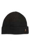 Polo Ralph Lauren Men's Signature Cuff Logo Beanie Hat In Charcoal