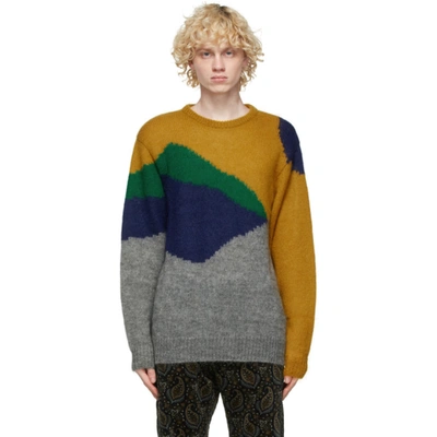 Clot Yellow And Grey Mohair And Wool Sweater