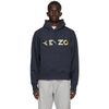 KENZO NAVY EMBROIDERED LOGO HOODIE