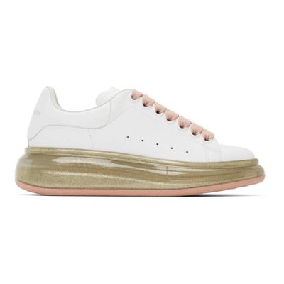 Alexander Mcqueen White & Pink Glitter Sole Oversized Sneakers In 9053 Wh/rsg