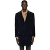 DOLCE & GABBANA DOLCE AND GABBANA NAVY CORDUROY DOUBLE-BREASTED COAT