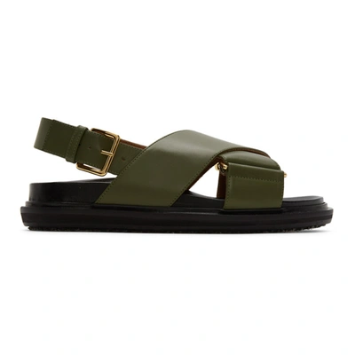 Marni Fussbett Colour-block Leather Sandals In Green