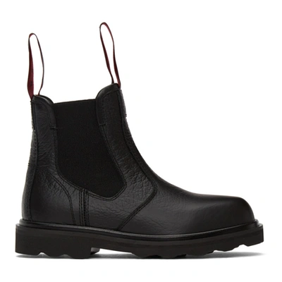 Marni Logo-tab Leather Chelsea Boots In Black