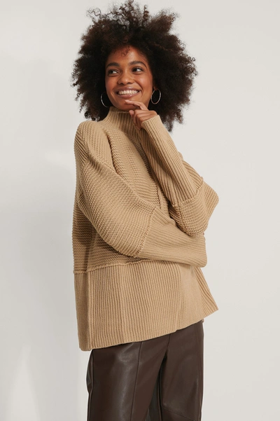 Na-kd High Neck Knitted Sweater - Beige