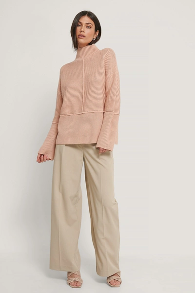 Na-kd High Neck Knitted Sweater - Pink In Dusty Pink