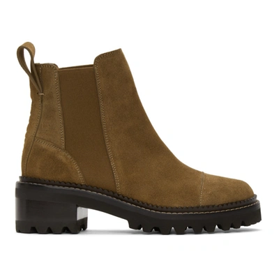 See By Chloé Mallory Leather Lug Sole Chelsea Boots In Brun
