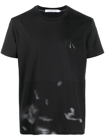 Calvin Klein Jeans Est.1978 Bleached Organic Cotton T-shirt In Black