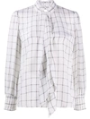 ALICE AND OLIVIA CHECK PRINT SILK PUSSYBOW BLOUSE