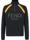 FENDI LOGO-PRINT ZIPPED SWEATSHIRT