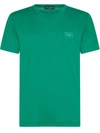 Dolce & Gabbana Cotton T-shirt With Logoed Plaque In Green
