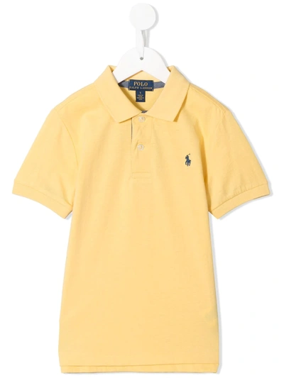 Ralph Lauren Kids' Embroidered Logo Polo T-shirt In Yellow