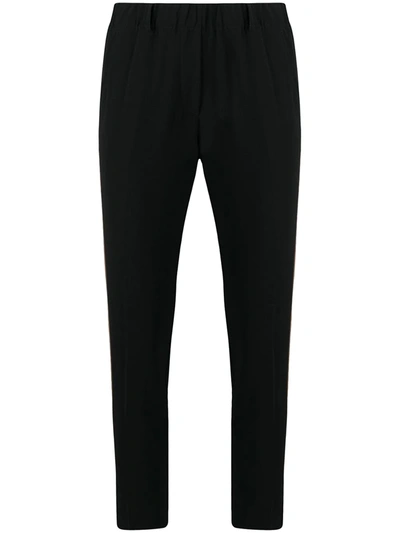 Blanca Vita Elasticated Cropped-leg Trousers In Black