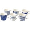 ROYAL DOULTON ROYAL DOULTON BLUE AND WHITE PACIFIC MUGS SET OF SIX,547-10010-40009466