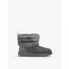 Ugg Girls Grey Kids Fluff Mini Quilted Suede And Sheepskin Boots 7-10 Years 1 In Charcoal