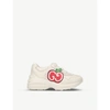 Gucci Rhyton Apple-print Leather Trainers 3-5 Years In Beige Comb